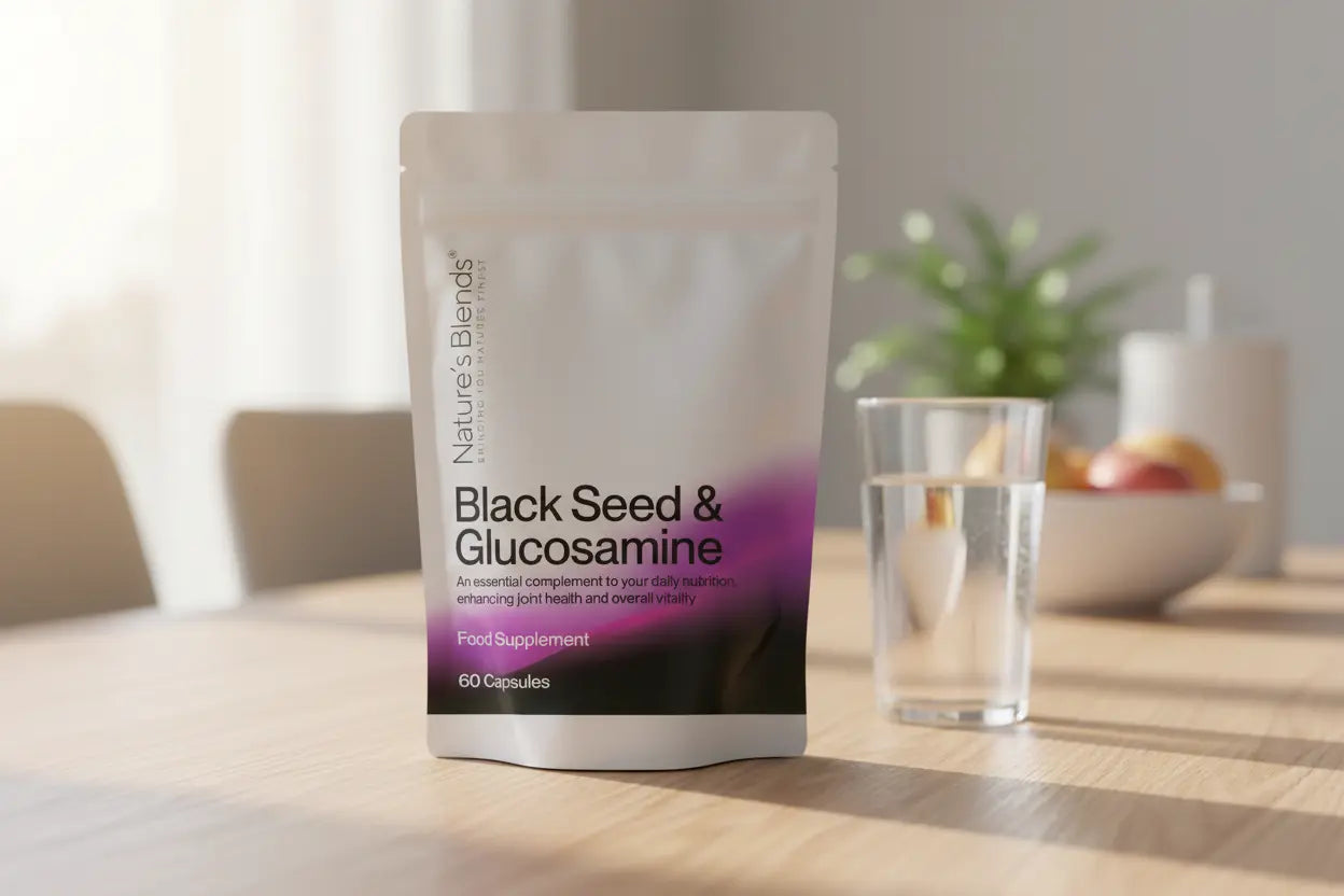 Glucosamine - Morning Table
Black Seed Oil & Natural Glucosamine Capsules, 1 Pack