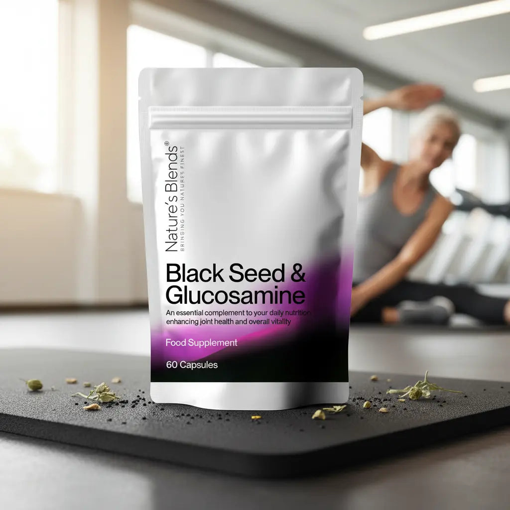 Stretching Flexibility Scene
Black Seed Oil & Natural Glucosamine Capsules, 1 Pack